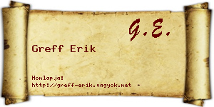 Greff Erik névjegykártya